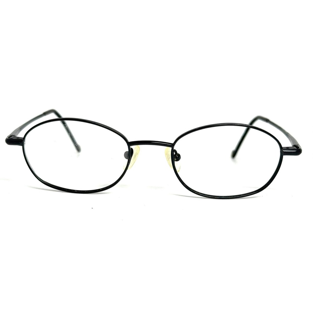 Vintage Black Oval Metal Frame Eyeglasses Clear Lens E Logo Pat Pend